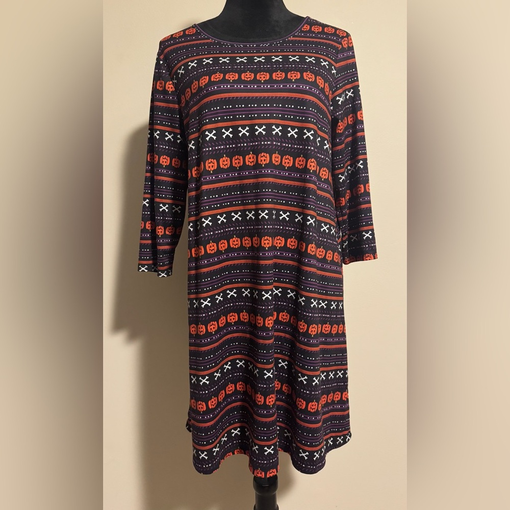 EUC Dressworks Orange and Purple Halloween Graphic Dress size medium - Picture 1 of 9